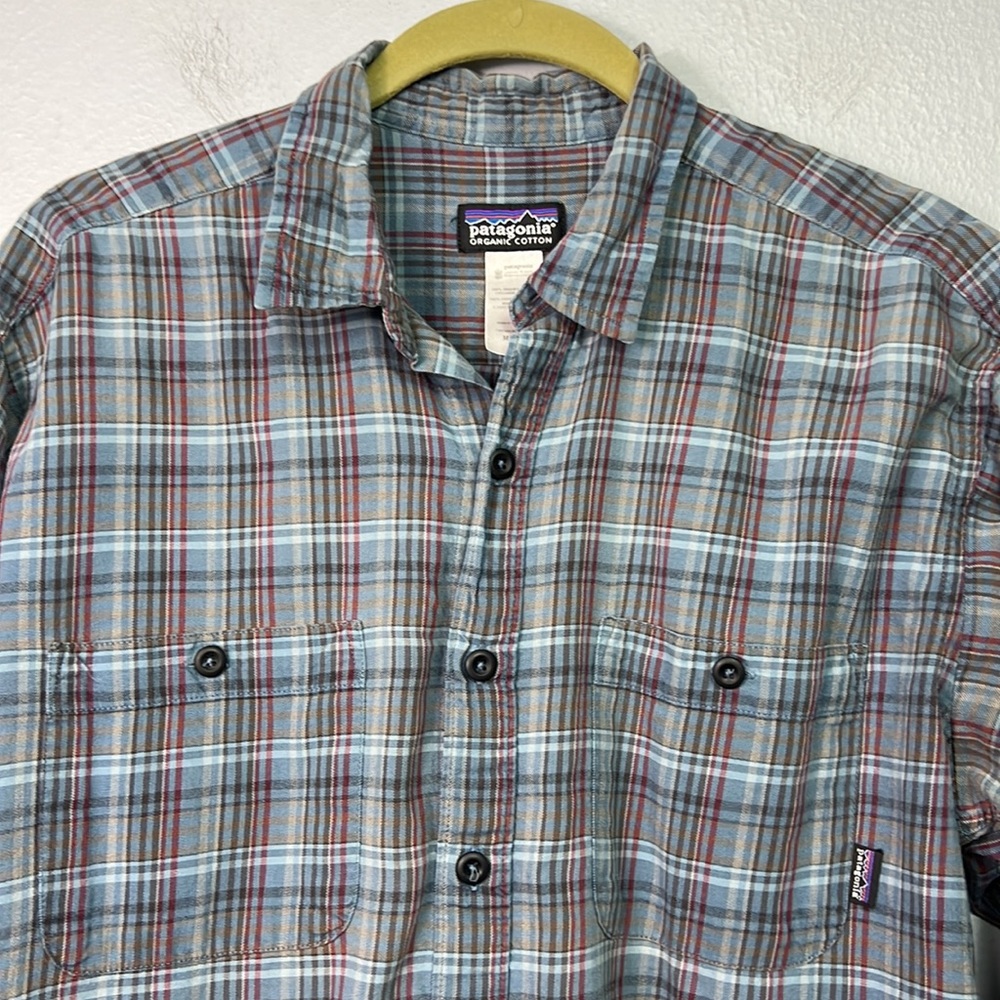 Patagonia Organic Cotton Plaid Long Sleeve Button Front Shirt Medium - Picture 2 of 6